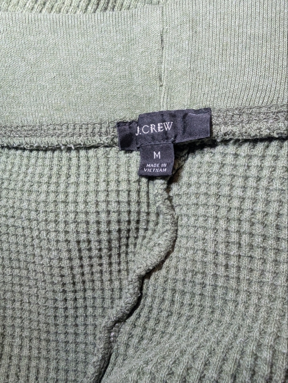 J.Crew Size Medium Olive Green Waffle Knit Drawstring Jogger Pants - Picture 6 of 7
